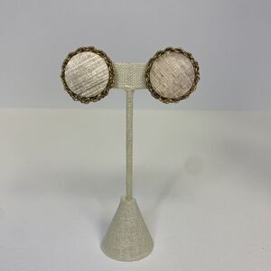 Napier Gold Over Sterling Silver Clip Earrings Texture Circle With Chain Border